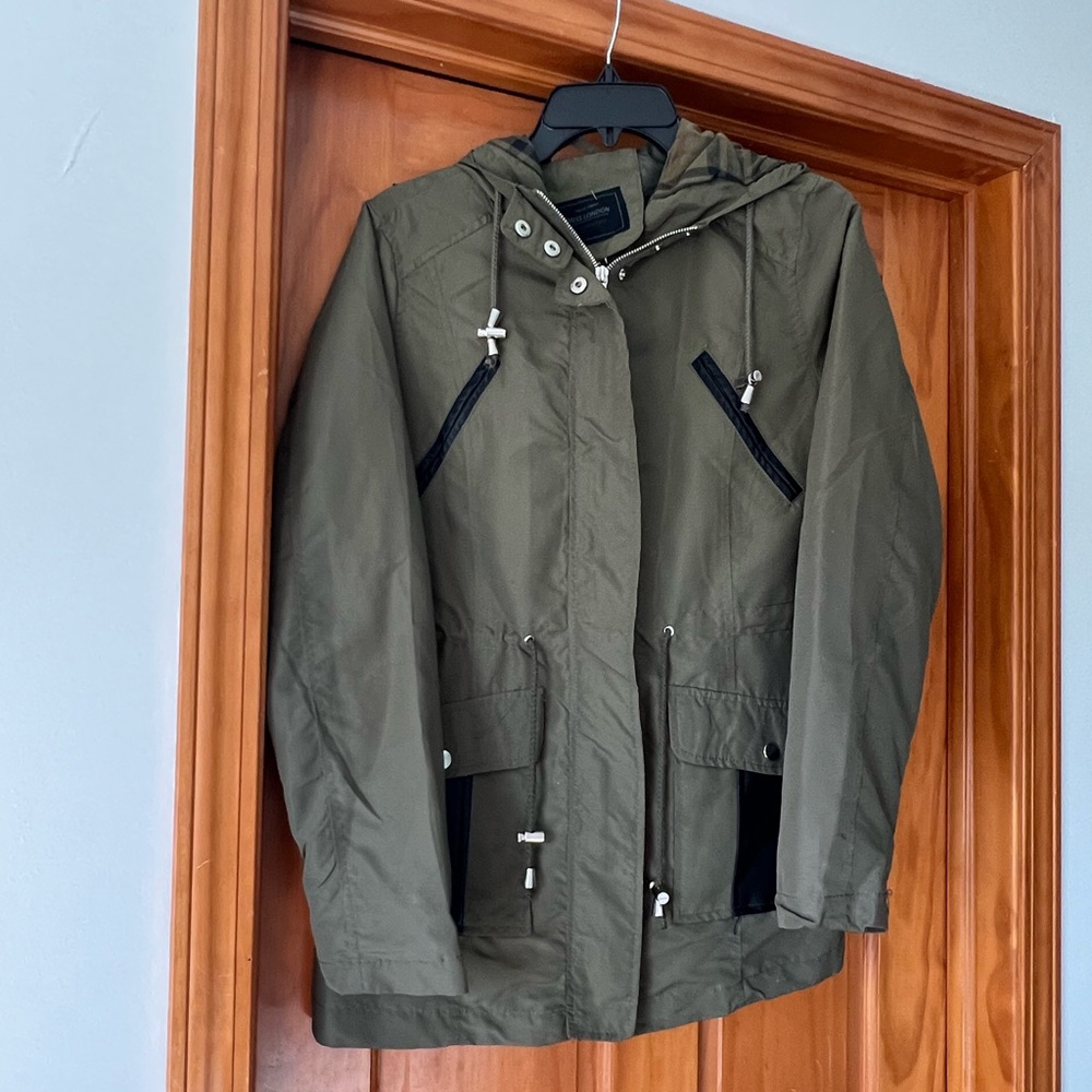 Miss London Olive Jacket with Black Label